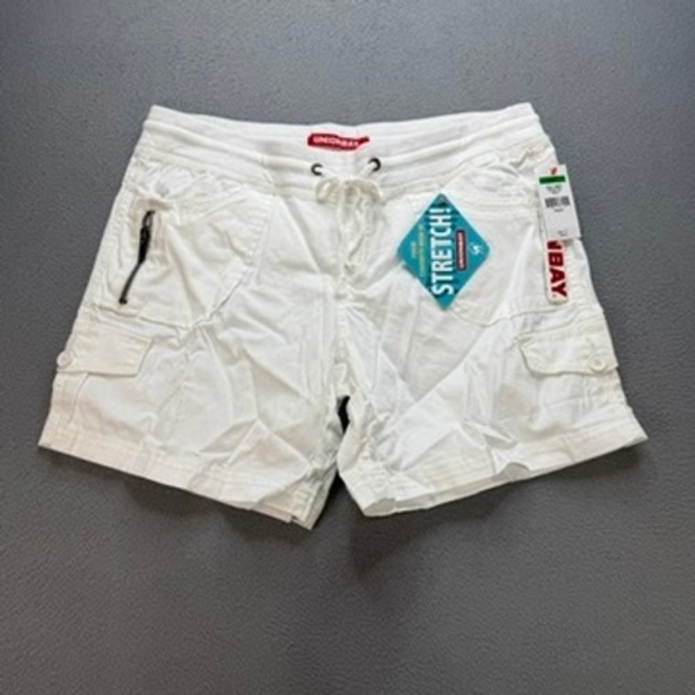 Unionbay Christy Cargo Shorts Womens L White Cotton Spandex Stretch Casual NWT